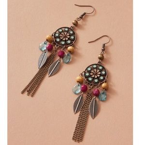 Boho Feathers and Tassels Earrings
